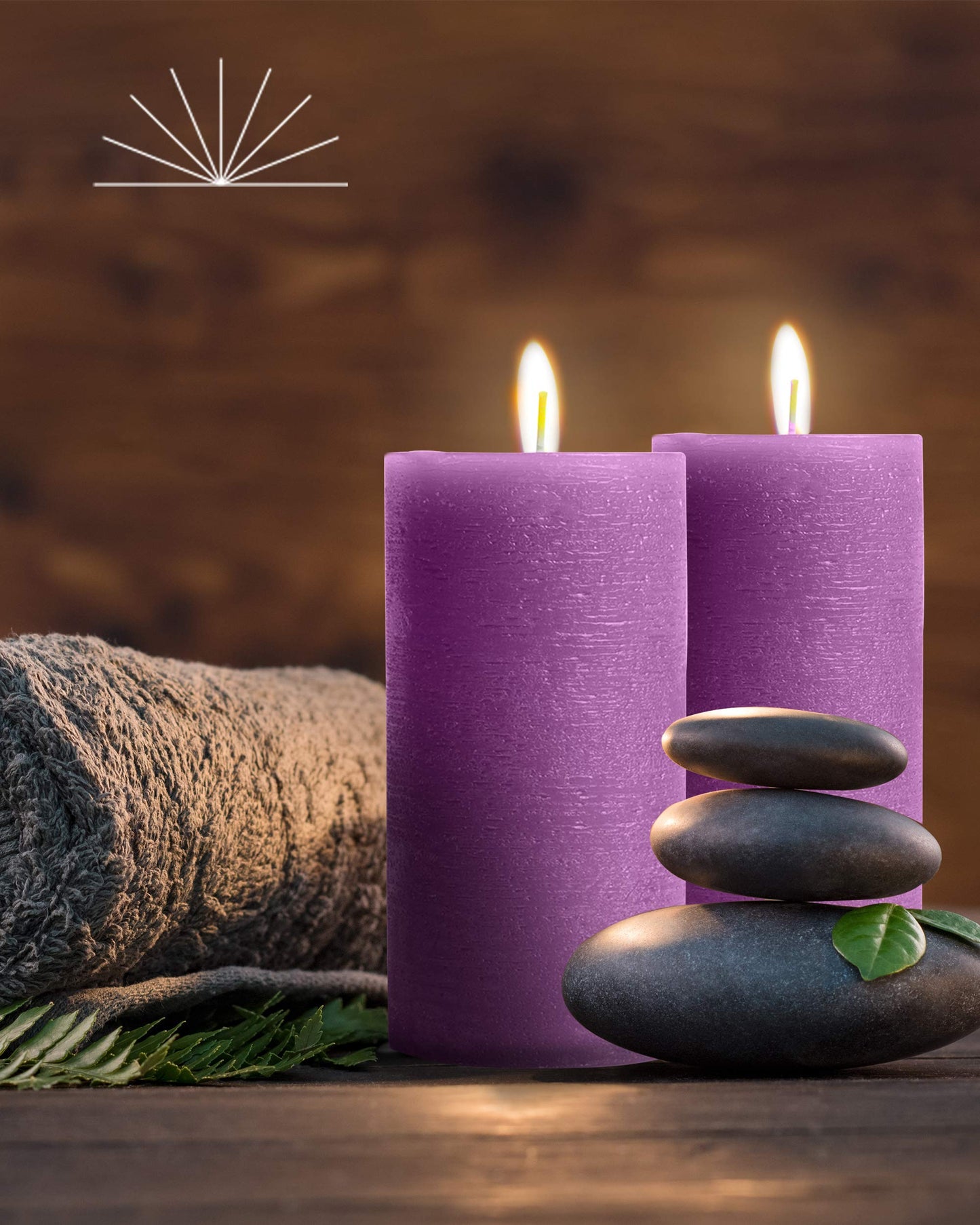 Mottled Pillar Candles by Bask - Set of 6-3" x 6" Dripless Unscented Candles in Purple for Home Decor, Relaxation & All Occasions