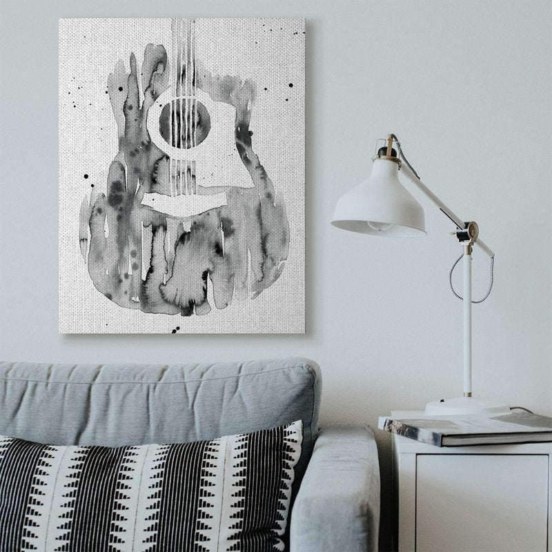 'Abstract Guitar Watercolor Pattern Painting'| Canvas Art