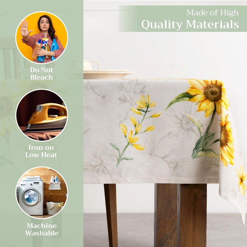 Maison d' Hermine Table Cloth Rectangle Table 100% Cotton 70 x 90 Inches Tablecloth Reusable Decorative for Dining Kitchen Room Farmhouse Home Gifts for Mothers Day Spring Summer - Candice