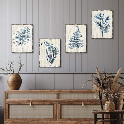 Botanical Plant Canvas Wall Art: 4 piece Blue Leaf Picture Minimalist Eucalyptus Prints Nature Leaves Painting Artwork for Bedroom Home Office