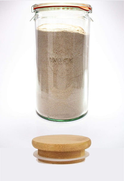 Weck Jar 974 Glass Jars 1.5L with Large Storage Capacity Preserving Jars with Airtight Lids Suitable for Pickling - 1 Jar with Glass Lid & Wooden Lid 54 fl. oz