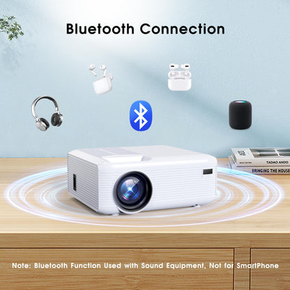 Mini Projector | 4K Support 200" Giant Screen | 500 ANSI Lumens, Bluetooth 5.2 | Portable Outdoor Movie Projector Compatible with TV Stick/Phone/HDMI/PC | Built-in HiFi Speaker | indoor & outdoor use