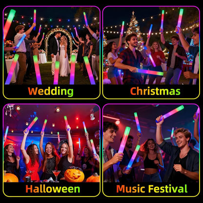 Blu7ive 20 PCS Foam Glow Sticks Party Favors led foam sticks 3 Modes Light Up Glow Sticks Multicolor glow in the dark party supplies,DJ Wands, Concert, Birthdays