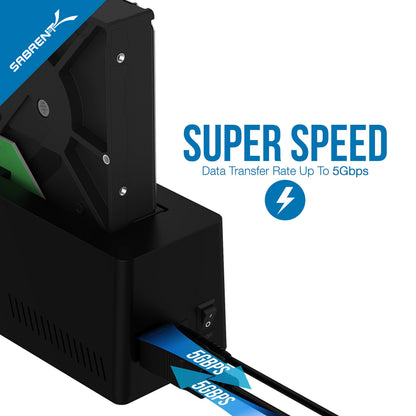 SABRENT USB 3.0 to SATA External Hard Drive Docking Station for 2.5" or 3.5"' HDD, SSD [Support UASP] (EC-UBLB)