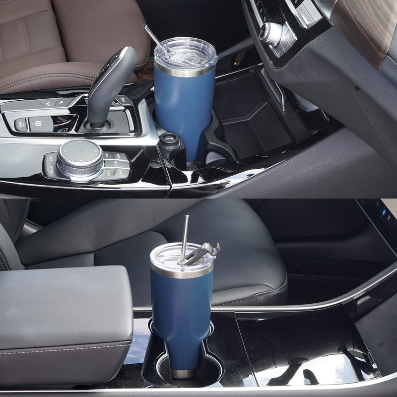 WETOWETO 20oz Tumbler with 2 lids and 2 straws, Stainless Steel Vacuum Insulated Water Coffee Tumbler Cup, Double Wall Powder Coated Spill-Proof Travel Mug Thermal Cup (Navy Blue, 1 Pack)