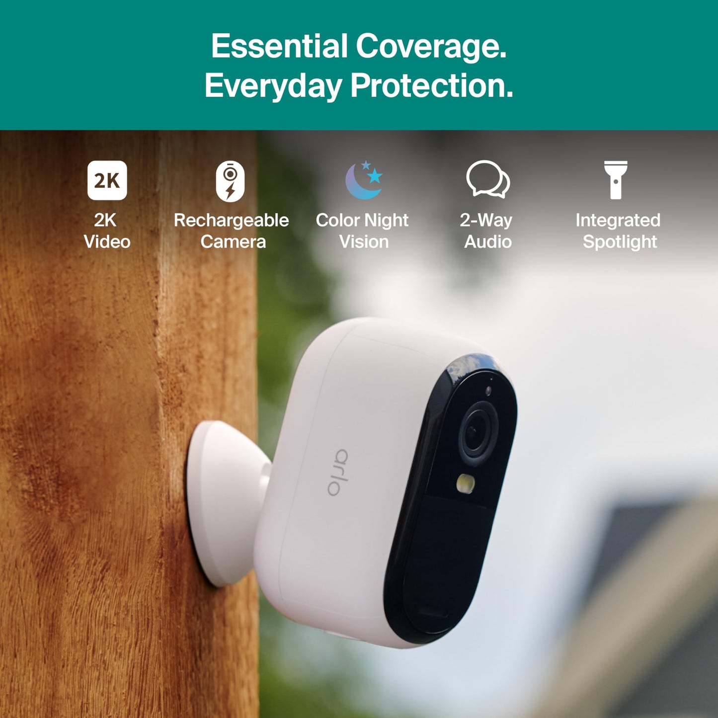 Arlo Essential Security Camera (3rd Gen - 2025 Release) 3 Cam + 3 Solar Panels + 6 Months of Secure Plus Plan - 2K, Person Recognition, Package Detection, Animated Preview, Dual-Band WiFi, White