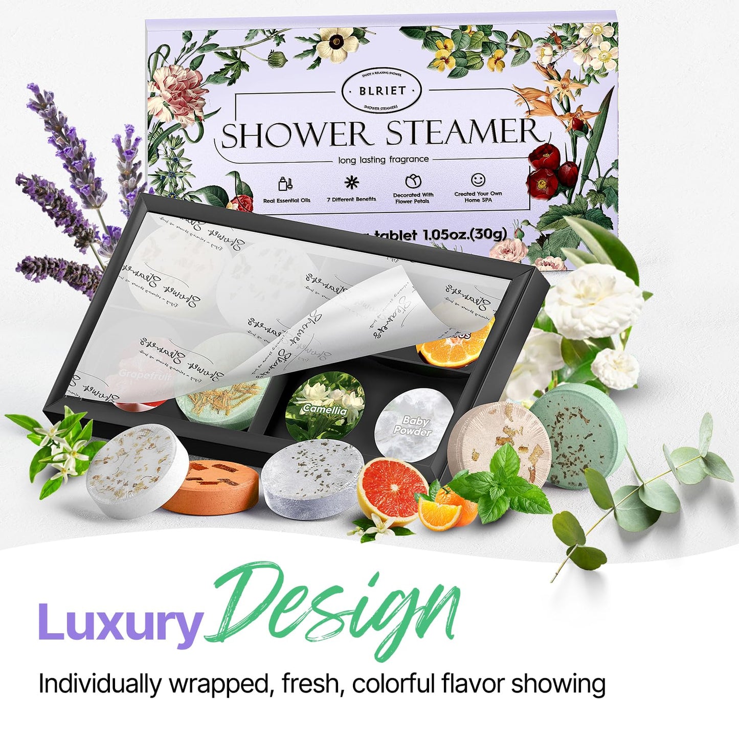 Shower Steamers Aromatherapy Blriet Gifts for Women, Teen Girls, Wife, Her, Mom, Father Days, Daughter, Grandma Basket Stuffers Birthday Gifts Decoration Travel Essentials Self Care Home Spa 8 Pack