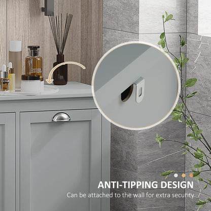 agnixnaf Laundry Sorter Cabinet,Bathroom Storage Organizer with Two-Compartment Tilt-Out Hamper,Gray