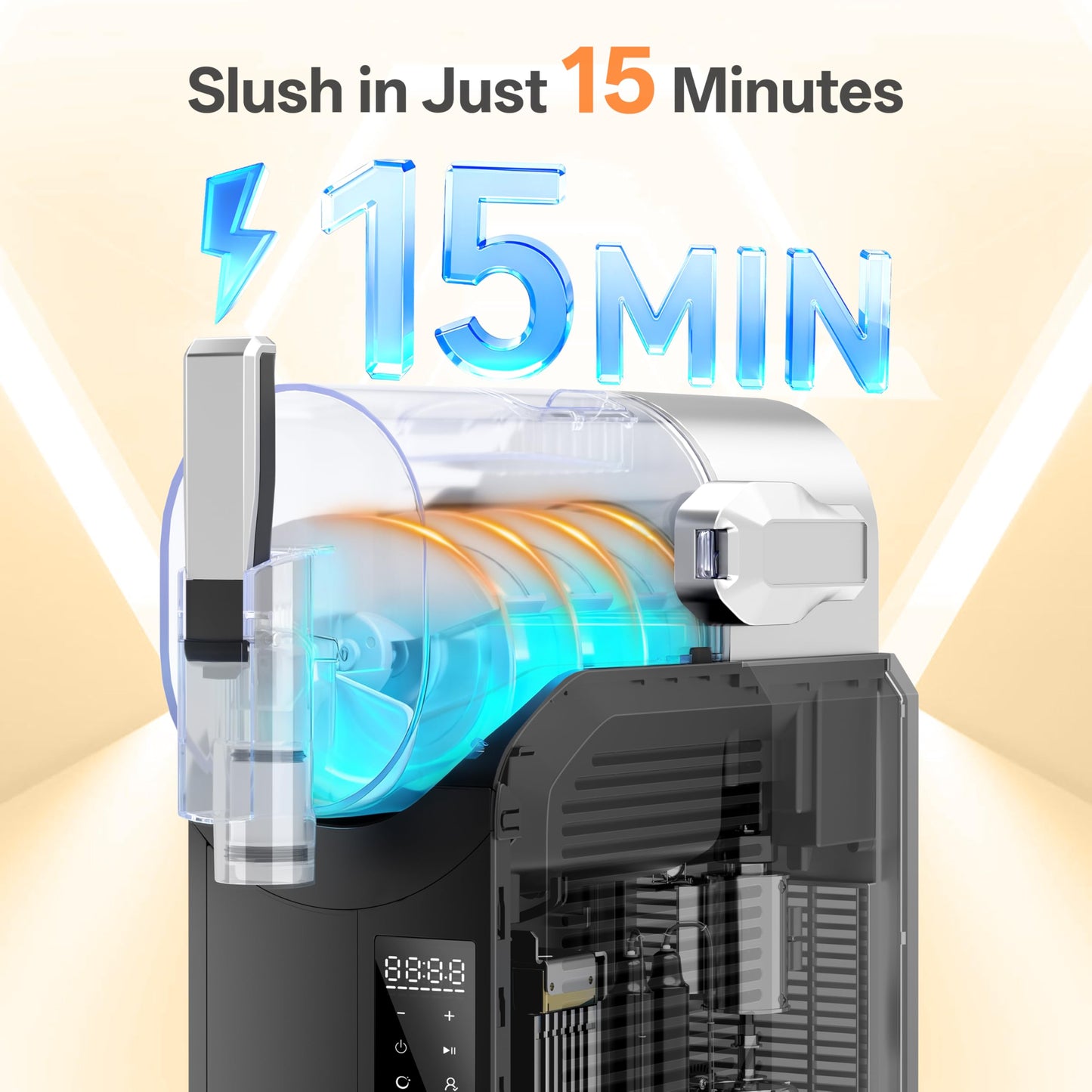 ZABINS Slushie Machine, 2L/68oz Slushy Machine for Home & Party, 6 Presets Frozen Drink Maker with Self‑Cleaning & LED Display, No Ice Needed, Ideal for Margaritas, Frappés, Milkshakes