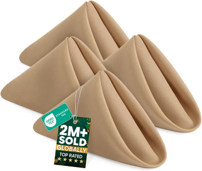 Utopia Home Beige Cloth Napkins (12 Pack, 18x18 Inches), Ideal Dinner Napkins for Party, Wedding and Lunch/Dinner