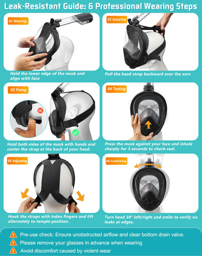 Greatever Full Face Snorkel Mask, Snorkeling Gear for Adults with Latest Dry Top Breathing System and Detachable Camera Mount, Snorkel Mask Adult, Snorkels Anti-Fog & Anti-Leak