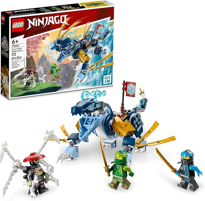 LEGO NINJAGO NYA’s Water Dragon EVO 71800 Toy for Girls and Boys 6 Plus Years Old Mythical Creature Figure Building Set Ninja Action Birthday Gift Idea