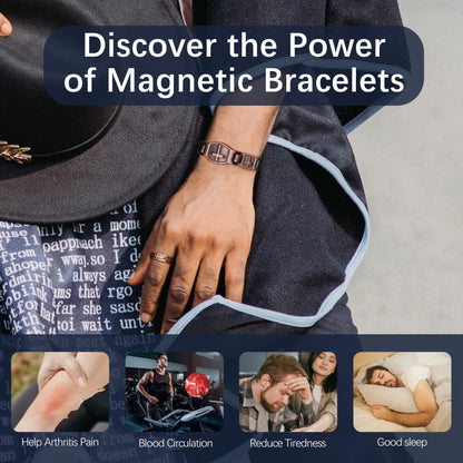 Jecanori Copper Cross Bracelet & Ring for Men, Magnetic Copper Ring, Magnetic Bracelets for Men with Sizing Tool