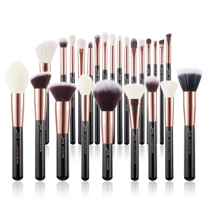 Jessup Brand 25pcs Professional Makeup Brush Set Beauty Cosmetic Foundation Powder Blusher Eyeshadow Blending Highlight Concealer Natural-Synthetic Hair Brushes Set (Pearl White/Silver)
