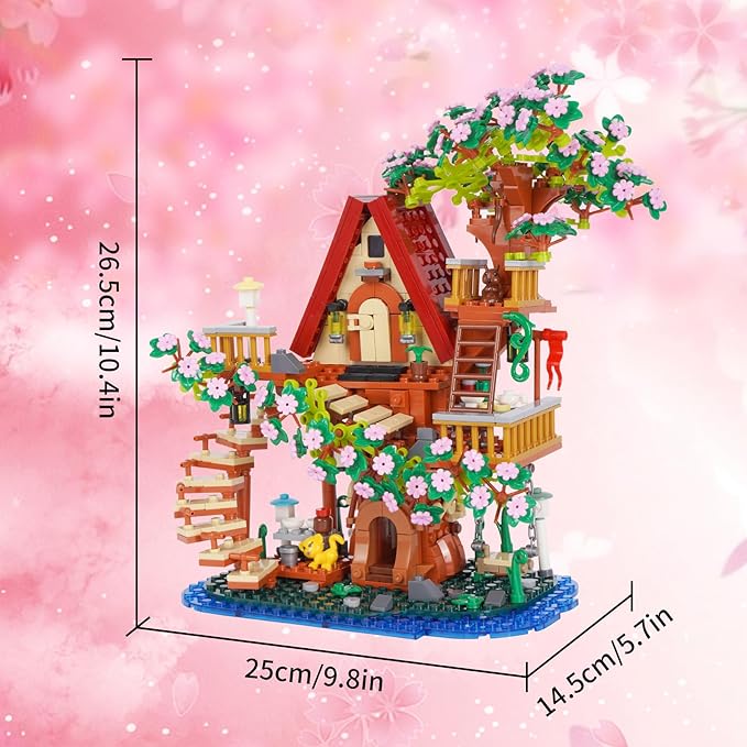 3 in 1 Cherry Blossom Tree House Building Set 959 PCS Flowers Tree House Architecture Building Blocks Gift for Adults Teens