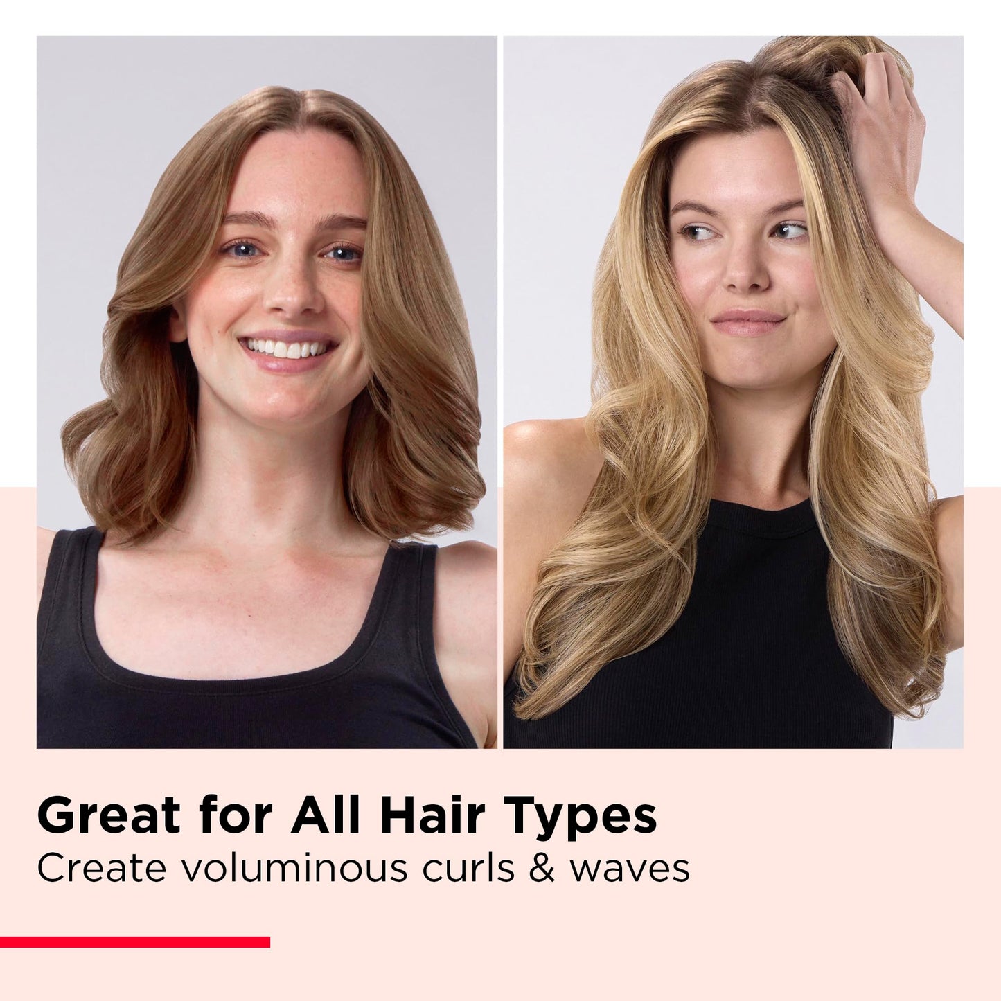 REVLON New and Improved SmoothStay Coconut Oil-Infused Heated Hair Styling Brush | 1” Barrel for Voluminous, Shiny Results (Black/Red)