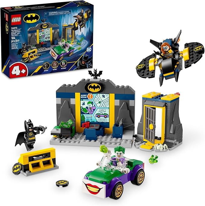 LEGO DC Batman: The Batcave with Batman Batgirl &amp The Joker Fun Super Hero Toy Gift for Kids Ages 4 and Up with Batman Action Figures 76272