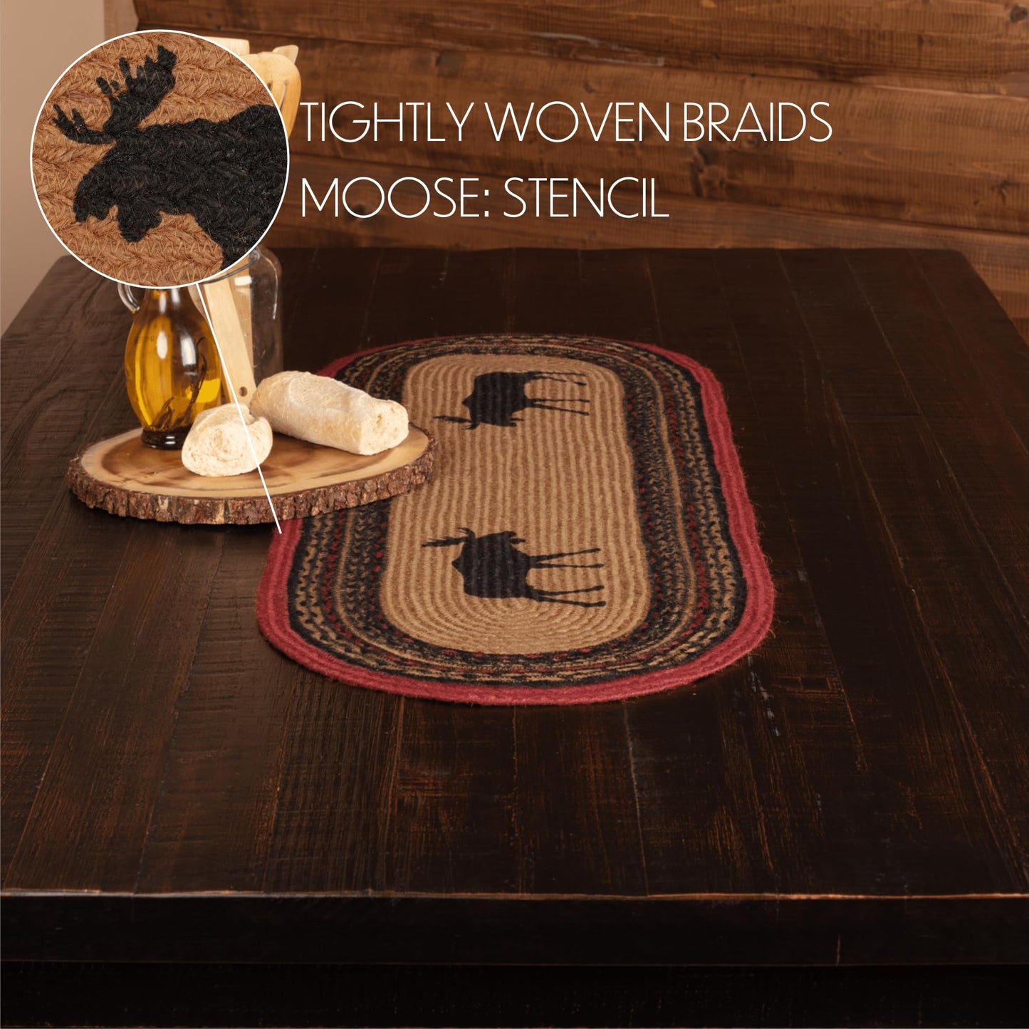 VHC Brands Rustic & Lodge Tabletop & Kitchen-Cumberland Oval Jute Bedding Accessory, Runner 13x36, Almond Tan