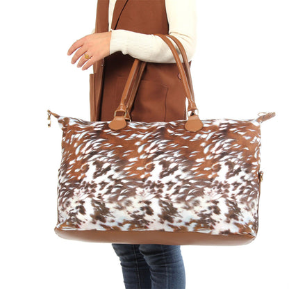 Brindle Cow Print Weekender Bag Duffle Bag For Women Large Travel Tote Bag Overnight Weekend Bags With Shoulder Strap