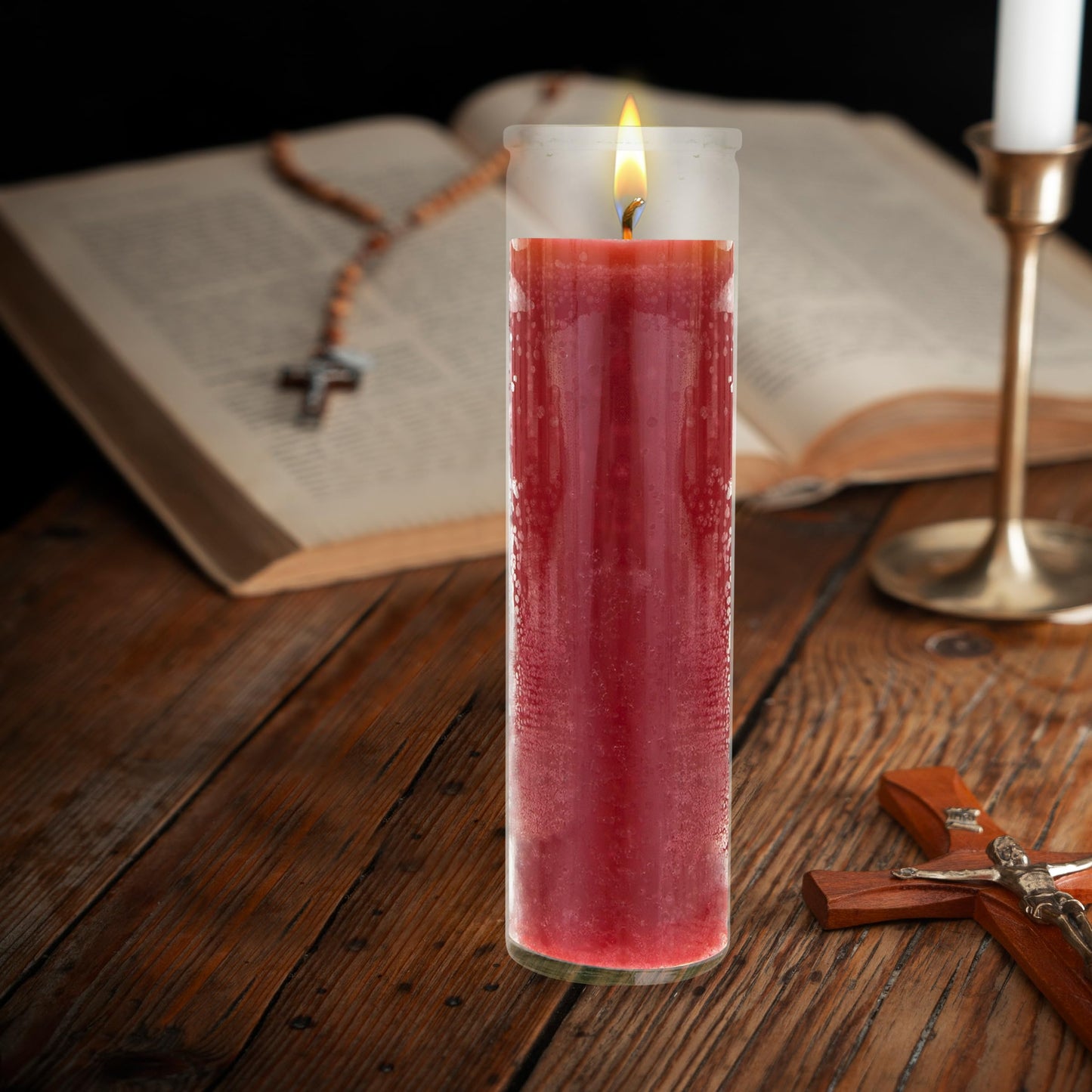 Mega Candles 1 pc Unscented Red 7 Day Glass Container Devotional Prayer Candles, Premium Wax Candle 2 Inch x 8 Inch, Sanctuary, Vigils, Prayers, Blessings, Religious, Memorials, Remembrance