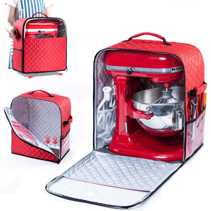 BAGSPRITE Stand Mixer Cover with Appliance Sliders Base Compatible with KitchenAid Mixer-Storage Bag for 4.5/5 Quart with Pockets for Kitchen Aid Accessories and Attachments