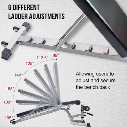 Adjustable Weight Bench 1000 LBS Capacity, Incline Decline Exercise Utility Workout Bench 7+4 Positions Adjustable for Multi-Purpose Home Gym Workout