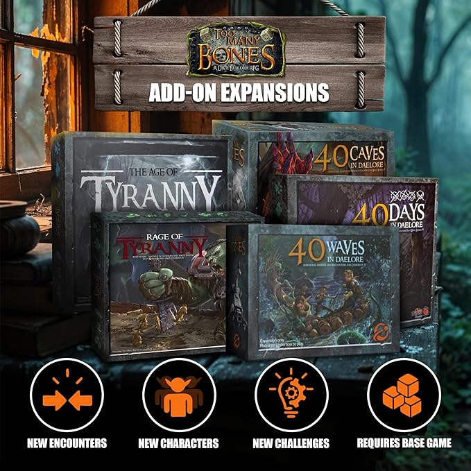 Chip Theory Games Too Many Bones Dice Builder Strategy Game – Solo and Co-op Tactical RPG Adventure for 1–4 Players