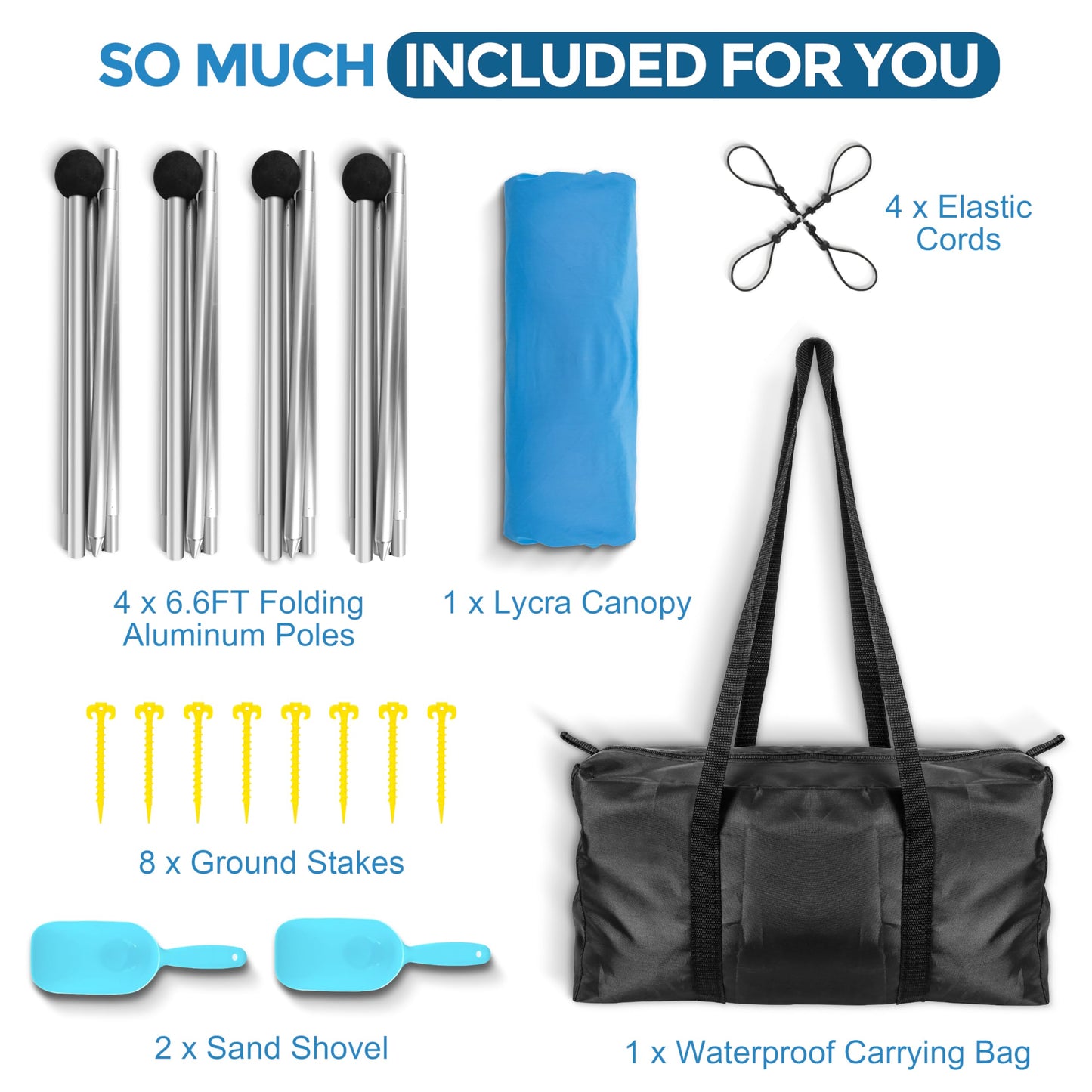 VIONMI Beach Canopy Beach Tent Pop Up Shade 10x10ft Sun Shelter UPF50+ with 8 Sandbags-2 Sand Shovel-4 Aluminum Poles-Ground Pegs-Portable Carrying Bag for Outdoor Family Camping Fishing Yard Picnic