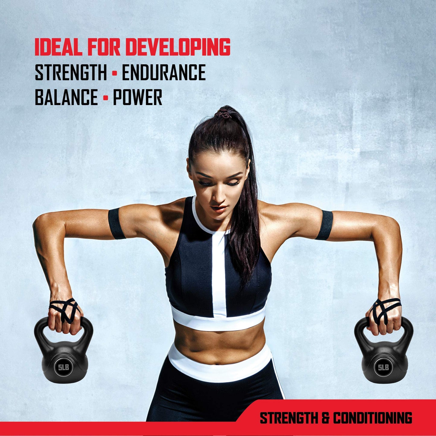 RBX Cement Kettlebell with Shock-Proof Plastic Coating for CrossFit Training