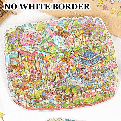 SZXYCZL Cute Miniature Scene 4Sets Big DIY 3D Sticker Scene Stick Ancient Chinese Market, Make You Own Mini House Sticker Therapy for Teen Adult Relief Pass The Time-Ancient Chinese Bazaar