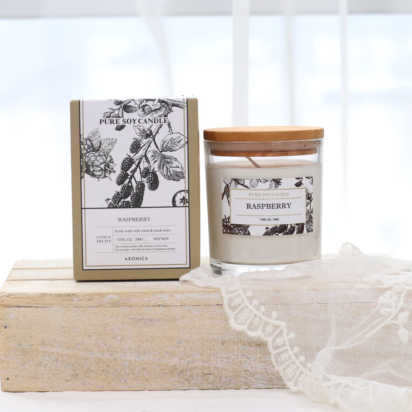 Aronica Raspberry Candle, Baby Shower Game Winner Gifts, Fruit Scented Soy Candles for Home, Fall Candles Bestfriend Gift, House Wax, Energizing Candle for Woman
