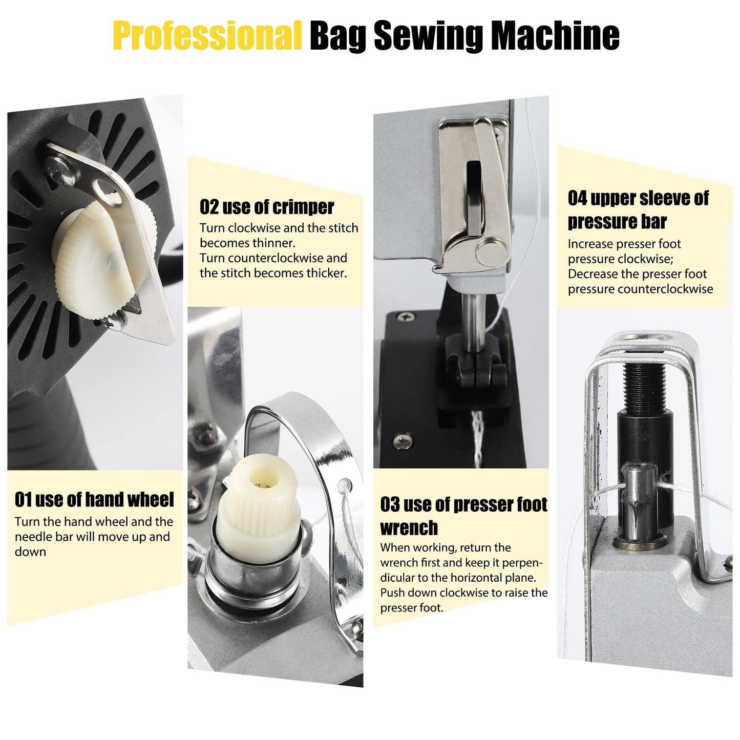 Moonshan Bag Sewing Machine 2s/bag Bag Closing Machine Portable Bag Closer 6.4Lbs Automatic Woven Bag Sewer Packing Machine for Packing Bags Non-woven Fabrics Leather