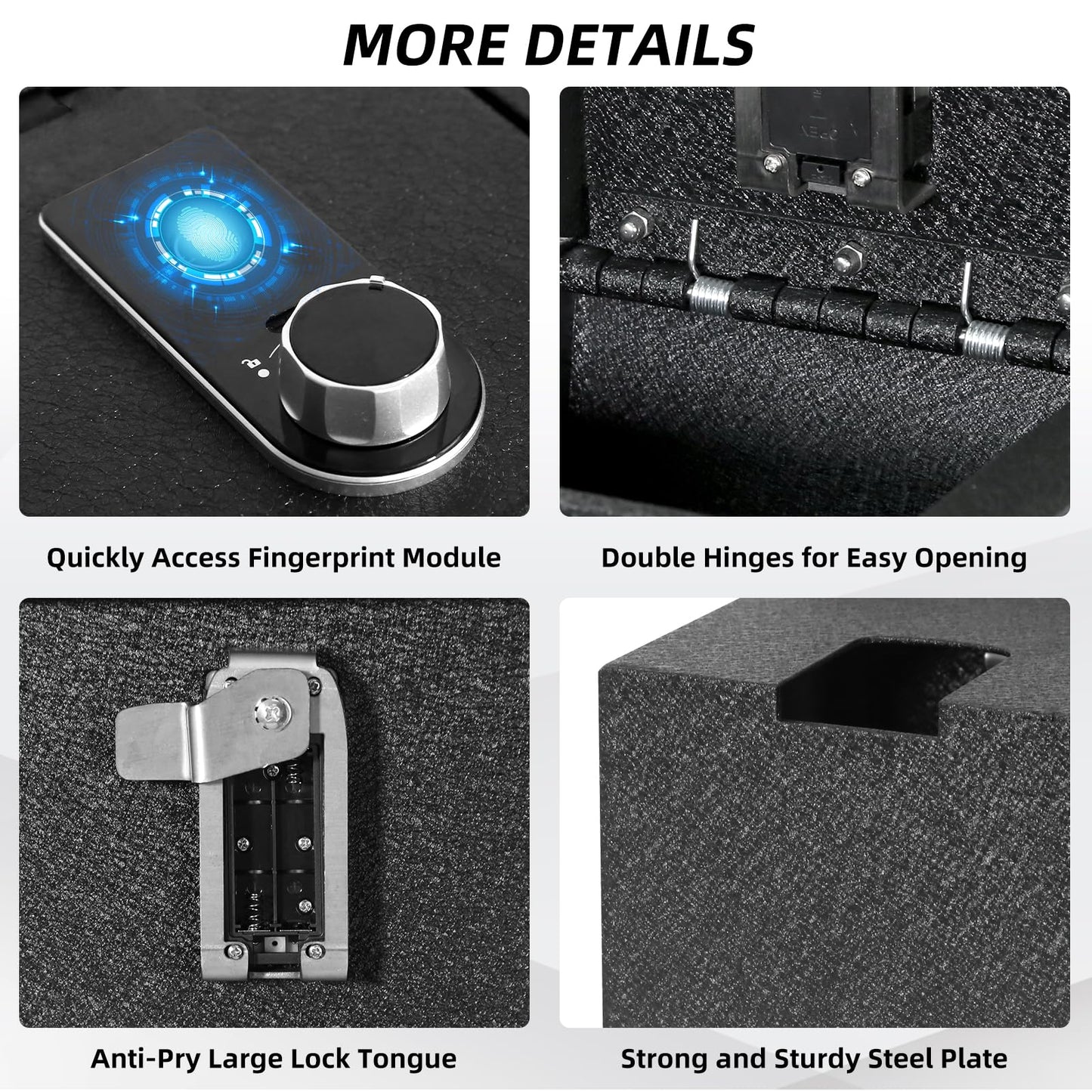 FortiVault Biometric Center Console Safe Vault, Smart Fingerprint Access Lock Box Compatible with 2010-2024 Toyota 4Runner, Quick-Open Automotive Safe with 2 Backup Keys