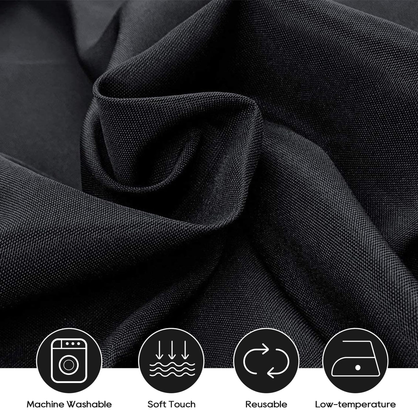 Surmente 5 Pack Black Tablecloth 90 x 156-inch Rectangular Polyester Table Cloth for Weddings, Banquets, or Restaurants