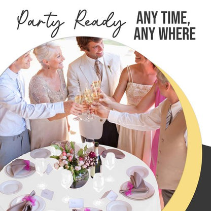 Exquisite 66% Thicker Premium White Round Tablecloth 0.5 Mil 12 Pack Plastic Table Cloth Disposable 84 Inch Round Plastic Tablecloth Won't Tear Easily Like Cheap Thin Brands