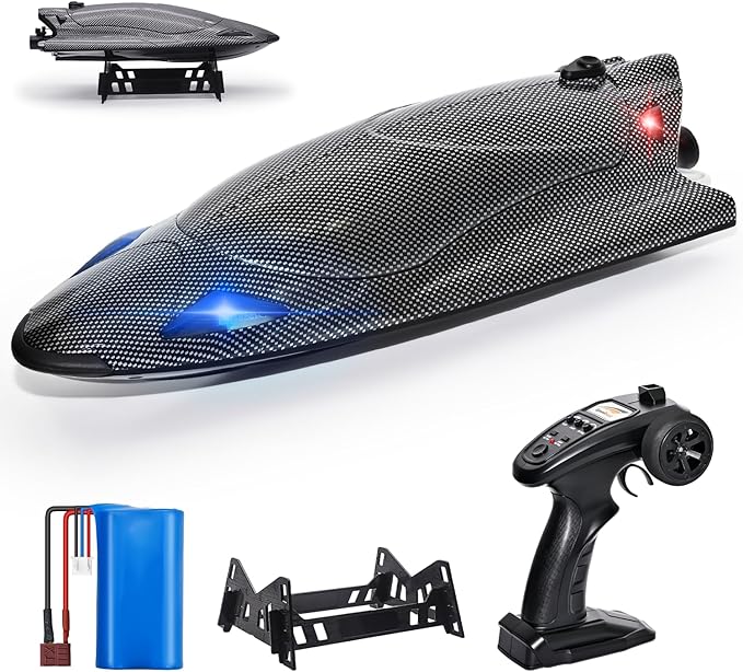 Rc Boat12 inch Big Remote Control Boats with LED Light40 KPH Fast RC Speed Boats with 2000mAh Battery Ideal Waterproof Toy Boats for Lakes &amp Pools &amp Salt Water Summer Toys for Adults