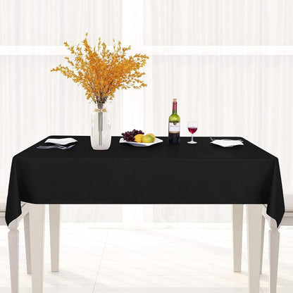sancua 100% Waterproof Rectangle PVC Tablecloth - 54 x 140 Inch - Oil Proof Spill Proof Vinyl Table Cloth, Wipe Clean Table Cover for Dining Tables, Buffet Parties and Camping, Black