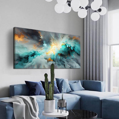 LAOTOART Snowy Mountain Wall Canvas Art for Living Room - Natural Landscape Art Work for Office Walls - Teal Bedroom Wall Decor Above Bed Size 24" x 48"