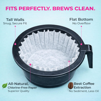 Katy’s Large Commercial Coffee Filters (9.5” x 4.5”) for 12-Cup BUNN, Fetco & Curtis Coffee Machines – Tall Walls, No Ground Overflow – Premium Filters for Businesses (Bulk Pack)