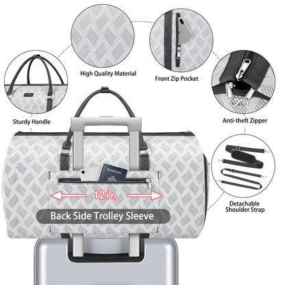 Convertible Garment Duffel Bag for Travel - Carry On Garment Bags With Toiletry Bag Large Weekender Bag for Men Women 2 in 1 Hanging Suitcase Suit Travel Duffel Overnight Bags 4pcs Set