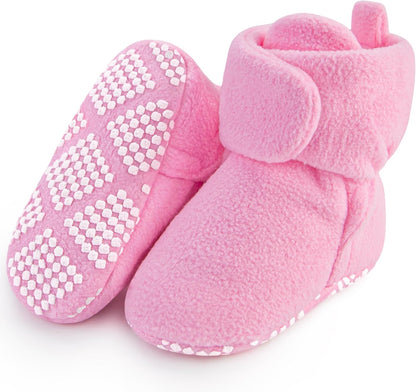 Pro Goleem Fleece Baby Booties - Warm Cozy Slippers with Non-Slip Design | Easy to Put On, Unisex Newborn Gift