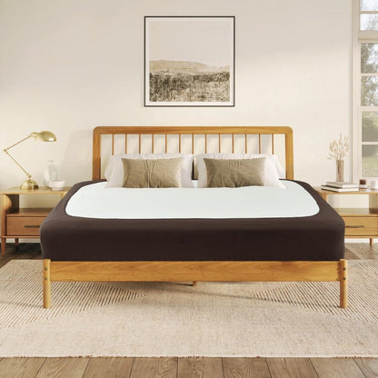 Biscaynebay Decorative Box Spring Cover Queen Size, Brown Jersey Luxurious Jersey Knitting Stretchy Wrap Around 4 Sides Bed Skirt for Home/Hotels, Easy Fit Wrinkle & Fade Free Machine Washable