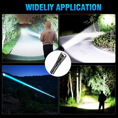 Hoxida Flashlights High Lumens Rechargeable - 1500 Meters Long Beam Super Bright LED Flash Light with Power Display & IPX5 Waterproof for Camping, 20H Runtime,Zoomable Handheld Flashlight-String