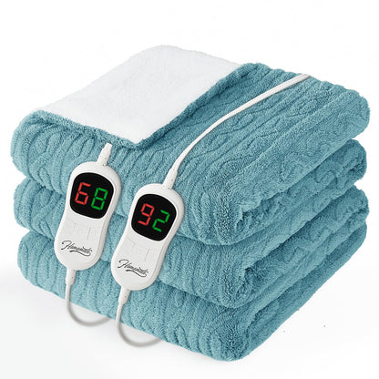 Homemate Electric Heated Blanket Twin - 62"x84" Heating Bed Blankets Throw with 10 Heating Levels 8 Hours Auto Off Fast Heating Over-Heated Protection Ultra Soft Warm Flannel ETL Certified Grey