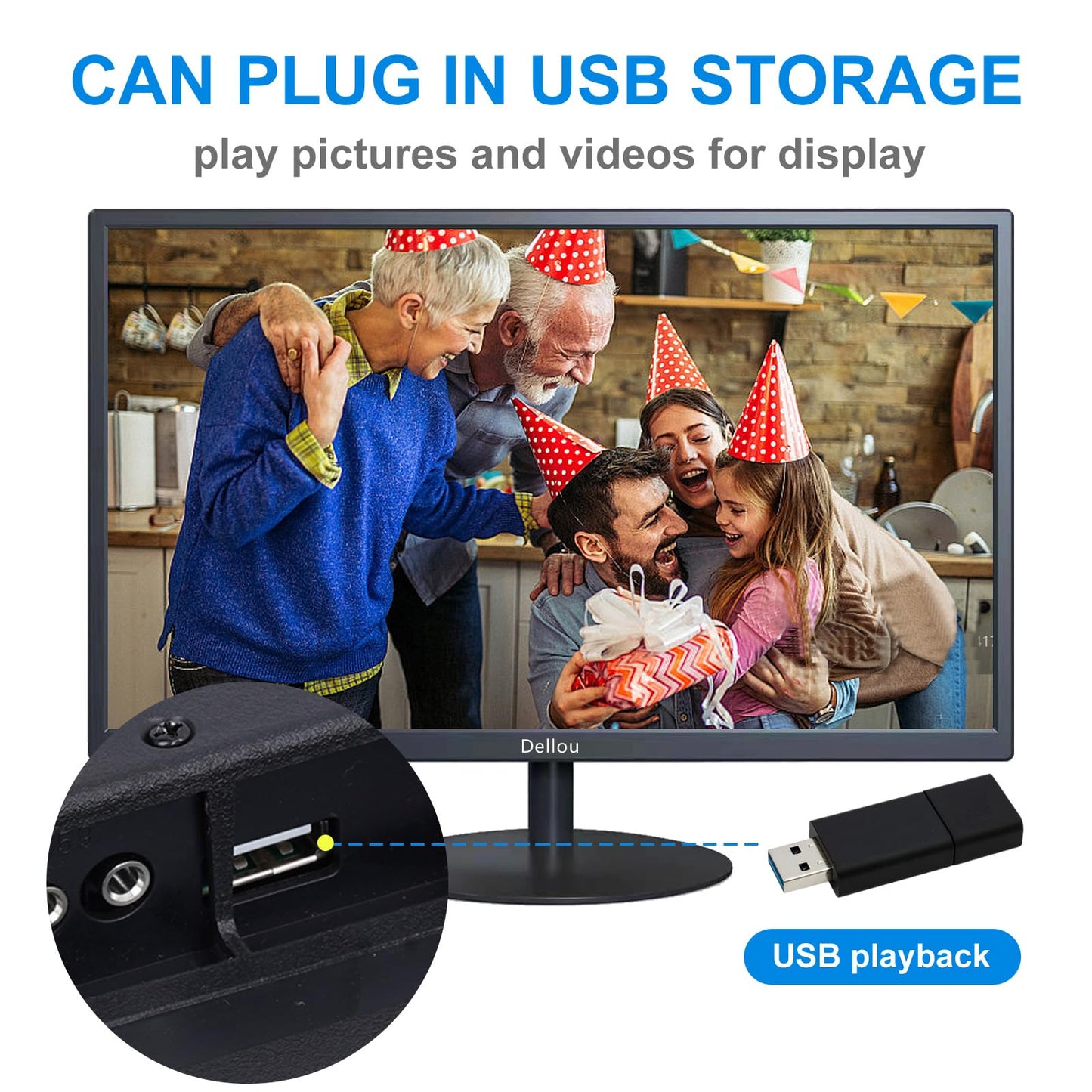Elweyoo 22 inch Monitoring LCD Display Security Camera Monitor Multifunction Interface HDMI, AV, BNC, VGA, USB, PC Input CCTV Computer Monitor Built-in Speaker 1920x1080 Full HD, Black