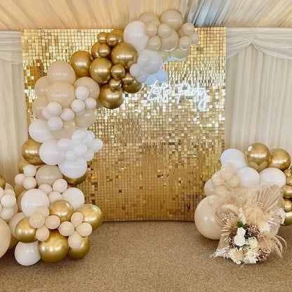 Awenztech Metallic Gold Balloon Arch Kit - 120pcs Chrome Latex Balloons for Weddings, Graduations & Parties