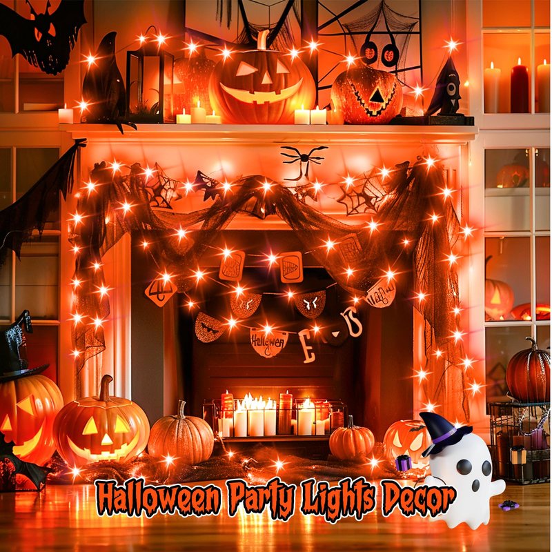 Minetom 6 Pack Orange Fairy Lights Battery Operated with Timer - 7ft 20 LED Waterproof Short Micro Firefly Lights for Halloween Decor, Pumpkin DIY Craft, Paper Lantern Decoration