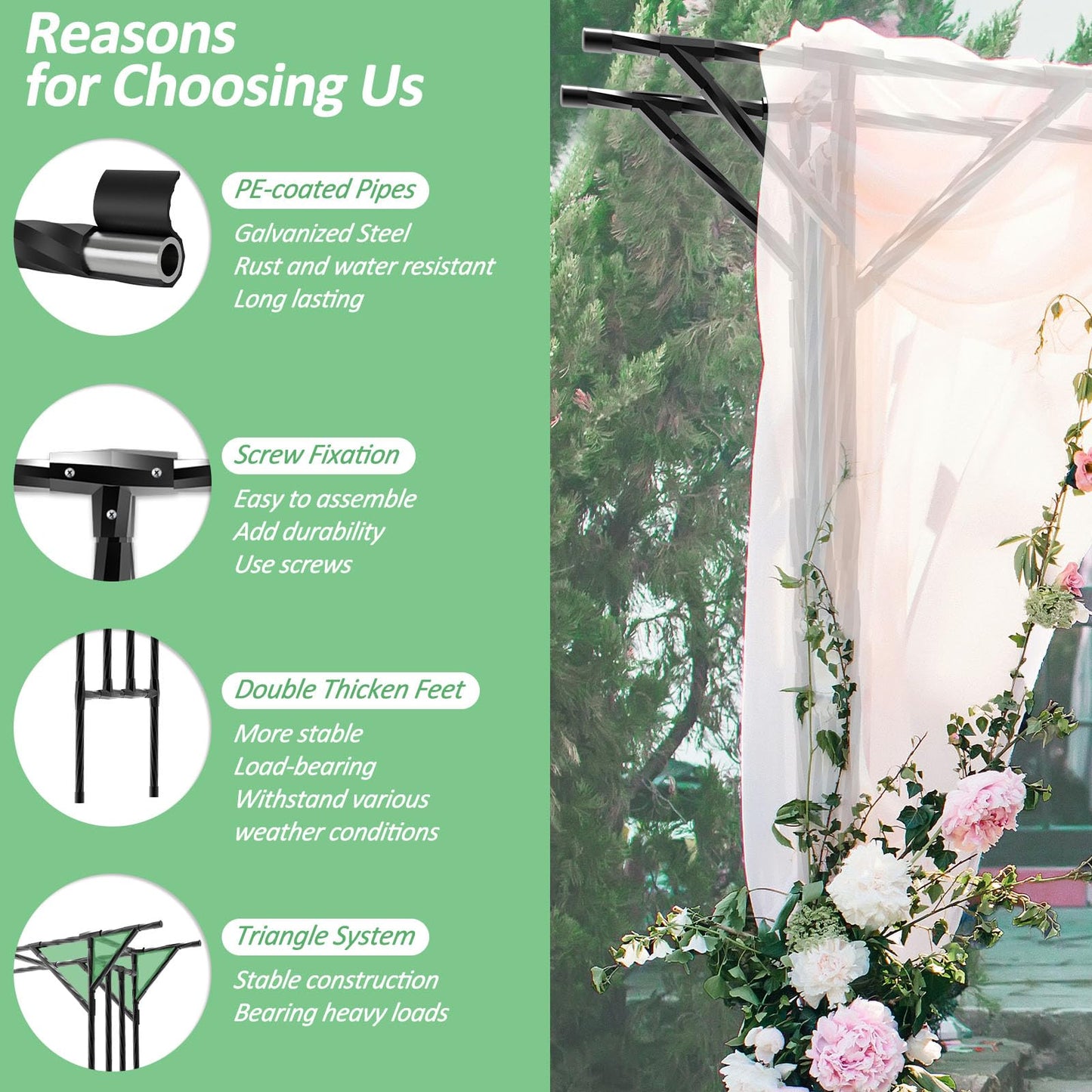 Supersize Flattop Garden Arch - 141" L x 106" H Garden Arch Trellis for Climbing Plants Outdoor (Leg spacing 106")