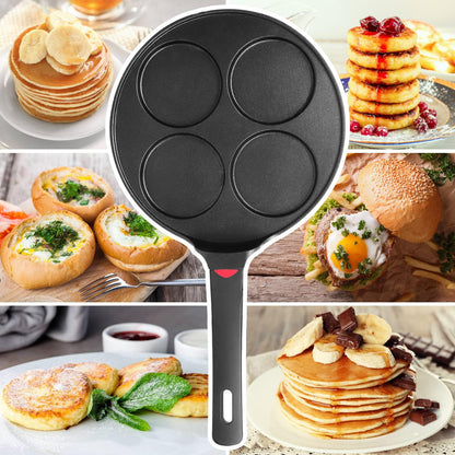 CAINFY Non Stick 11 Inch Granite Coated Crepe Pan - Lightweight 4.27 Quart Dosa Pan with Comfort Stay Cool Grip Handle - Induction Compatible PFOA Free Tortilla Cookware (Black)