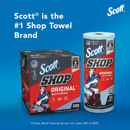 Scott Shop Original Blue Towels (55990), Large 9.4”x11 Cloth-like Paper Towel, 4 packs of 6 (60 Sheets/Roll, 24 Big Rolls/Case, 1,440 Sheet Total)
